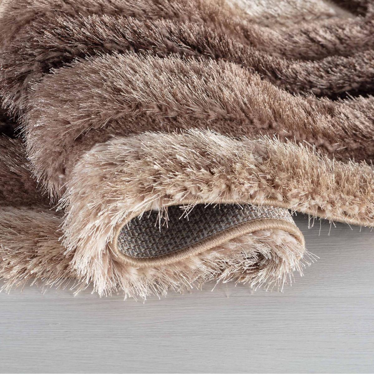 Modern Soft Bordered Shimmer Shaggy Area Rugs - Bronze / 60x220 cm Runner – image 2