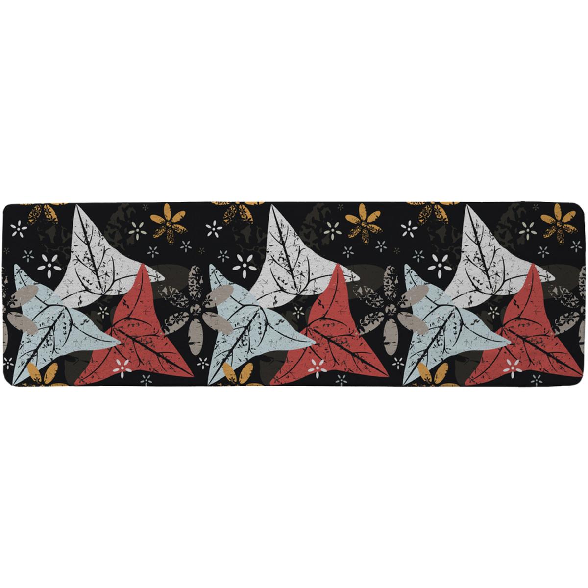 Leaves And Flowers Autumn Pattern Runner Rug - Black – image 2