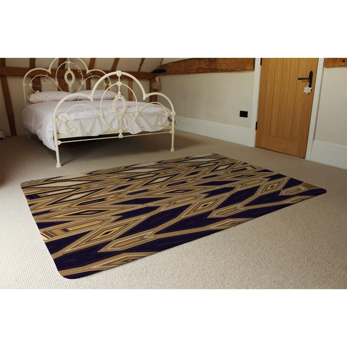 Geometric Tiles Rug - Brown / 110cm – image 3