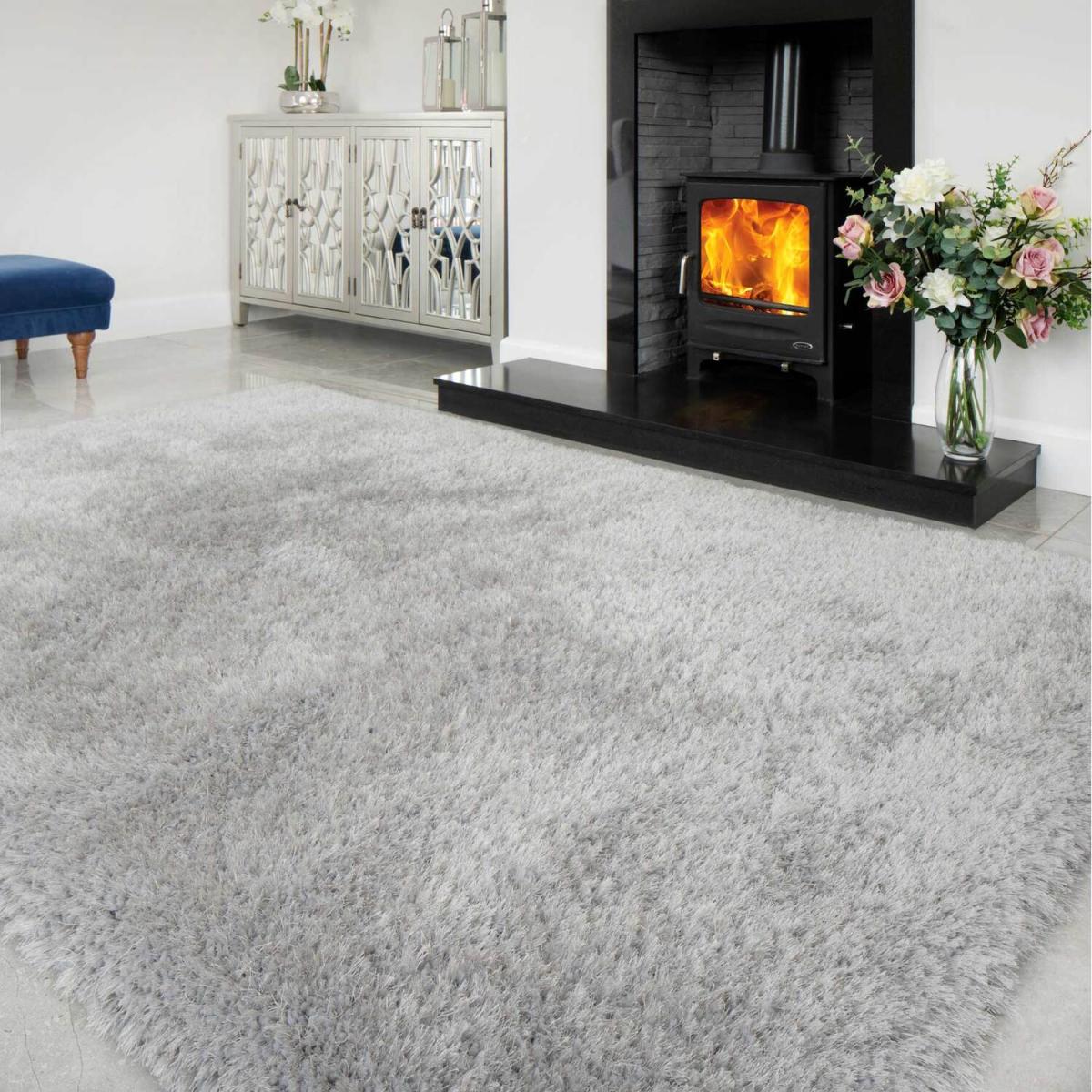 Deluxe Super Soft Silver Grey Deep Pile Shaggy Area Rug - Silver / 280 x 190cm – image 4