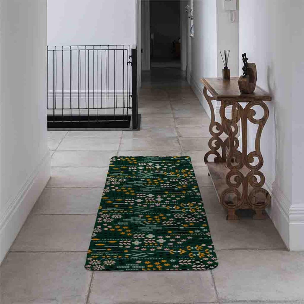 Selection Of Flowers Print Runner Rug - Green – image 4