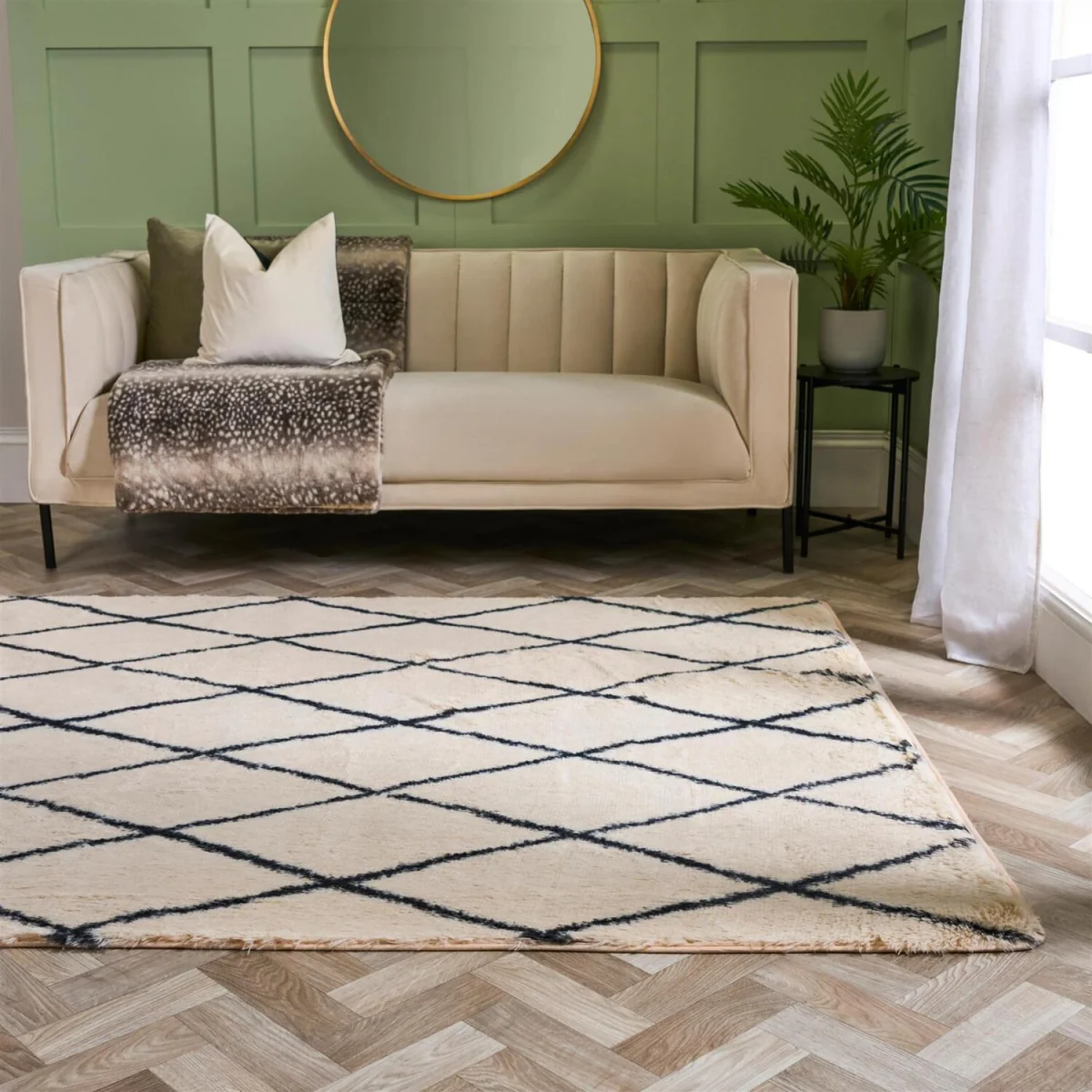 OHS Printed Fluffy Simple Geometric Rug - Monochrome / 160X230 – image 2