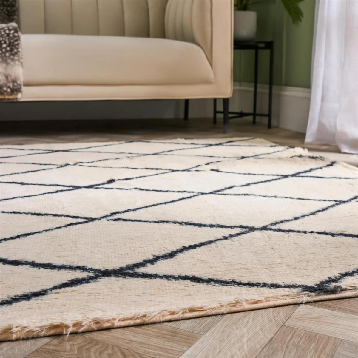 OHS Printed Fluffy Simple Geometric Rug - Monochrome / 160X230 – image 3