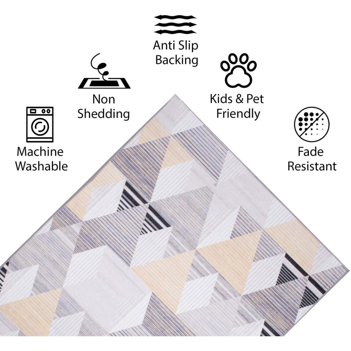 Vernal Clara Geometric Washable Area Rug light Yellow, Grey  Black - Light Grey / 152 cm x 213 cm – image 2