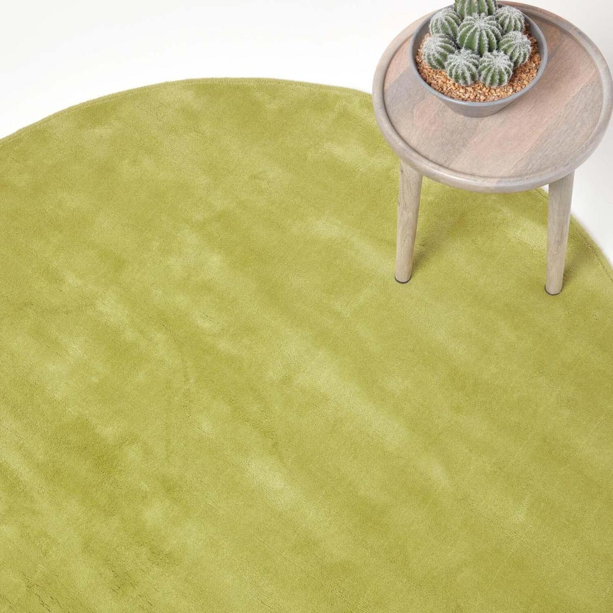 Hand Tufted Plain Cotton Round Rug - Green / 150cm – image 1