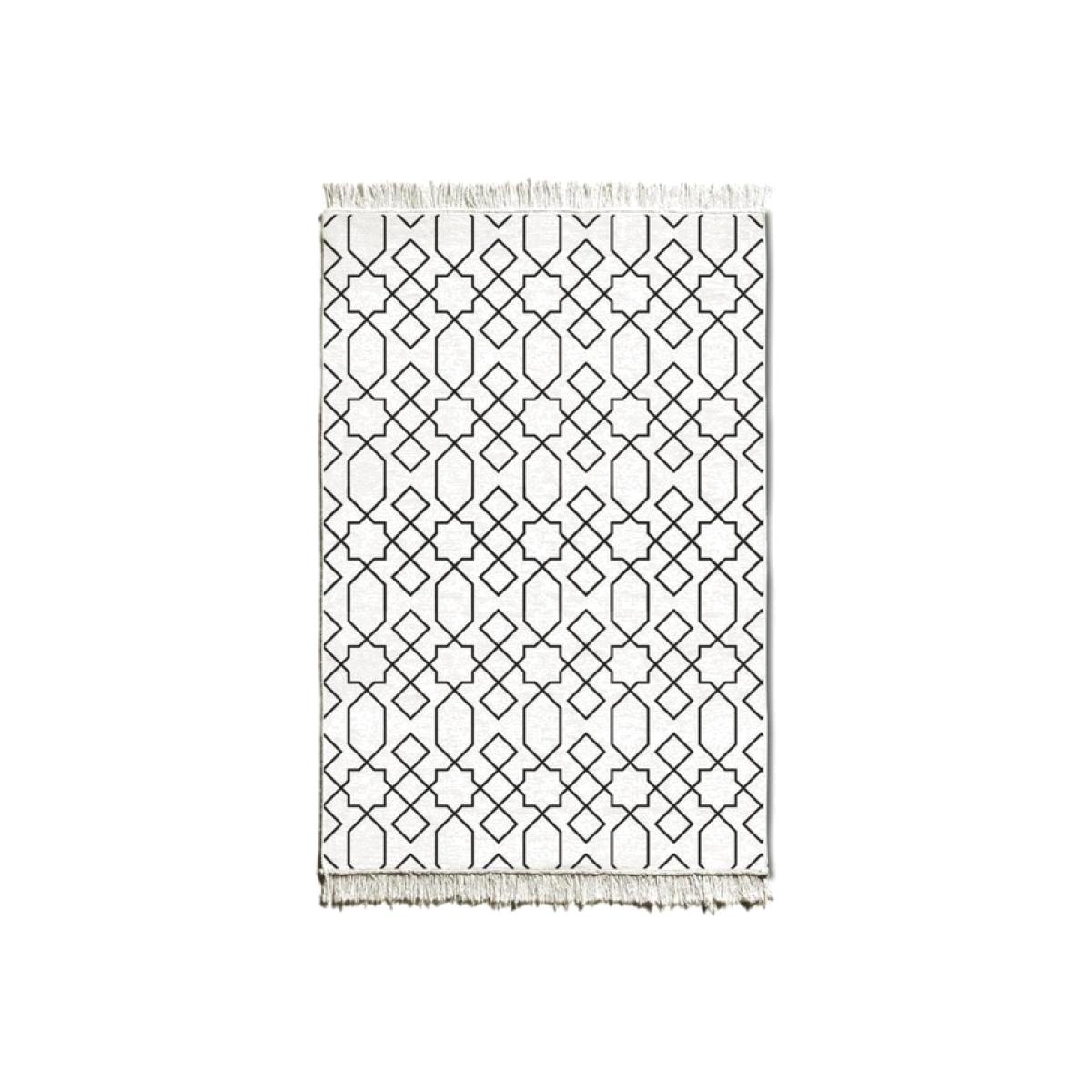 The Mia Geometric Kilim Rug - 180 cm x 120 cm - Black and White