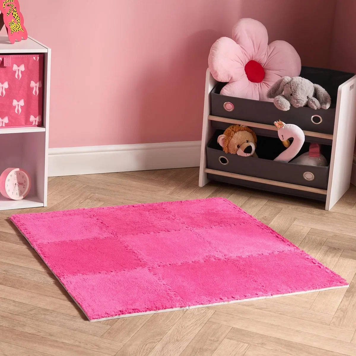 OHS 9 Piece Interlocking Teddy Tiles - Hot Pink – image 2