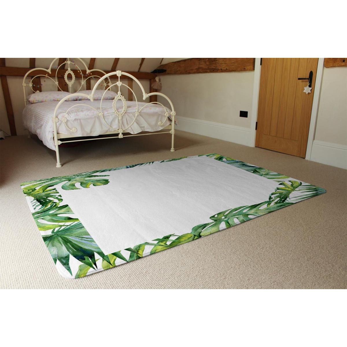 Botanical Leaves Border Designer Rug - Green / 110cm – image 3