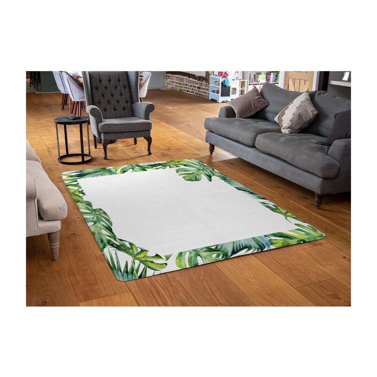 Botanical Leaves Border Designer Rug - Green / 110cm – image 1