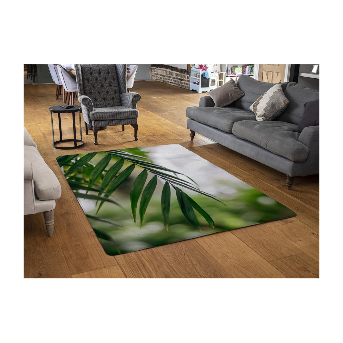 Closeup Of Green Palm Leaf Designer Rug - Green / 110cm – image 1