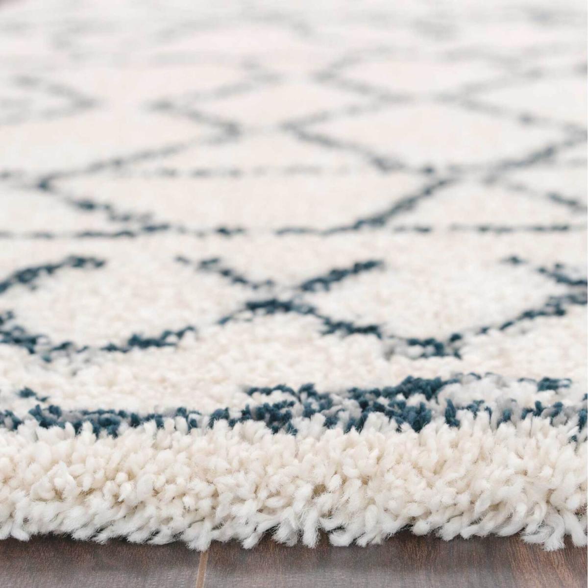 Cream Boho Moroccan Linear Shaggy Living Area Rug - Cream / 240 x 60cm – image 4