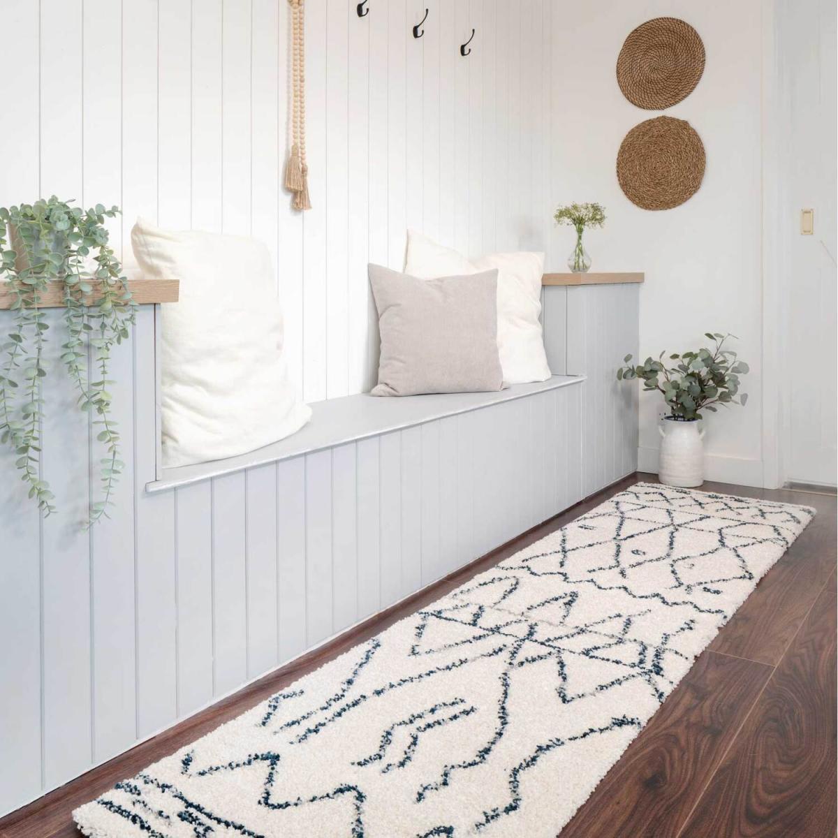 Cream Boho Moroccan Linear Shaggy Living Area Rug - Cream / 240 x 60cm – image 5