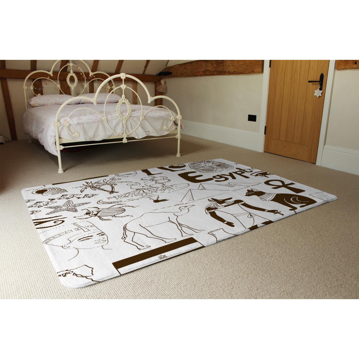 Hand Drawn Sketch Egypt Designer Rug - White / 200cm – image 3