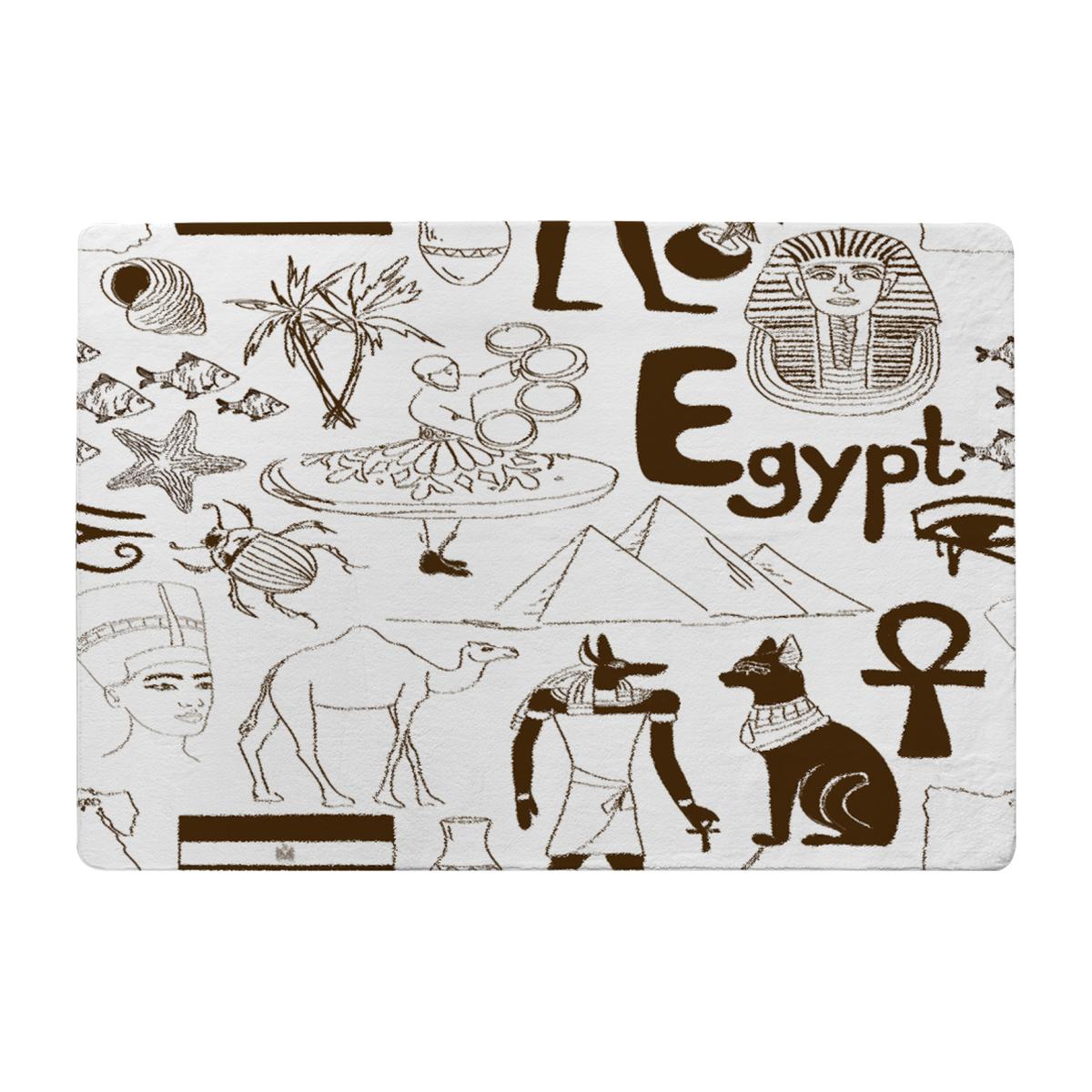 Hand Drawn Sketch Egypt Designer Rug - White / 200cm – image 1