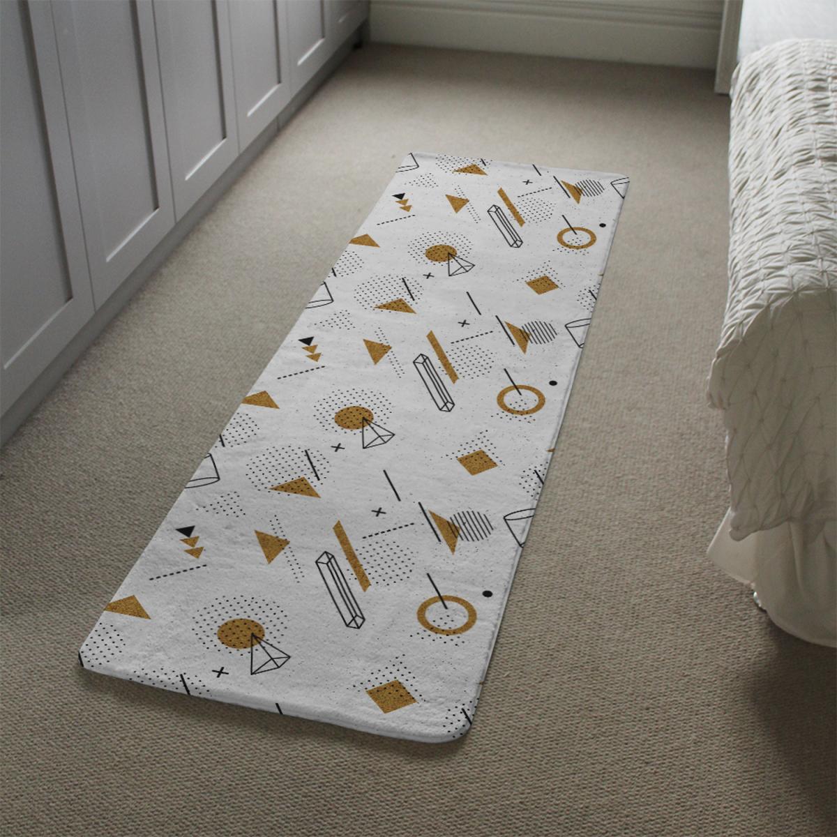 Trendy Geometric Elements Runner Rug - Brown – image 1