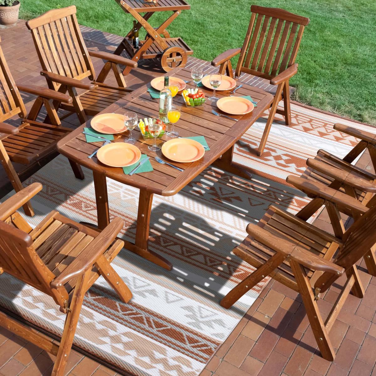 Plastic Outdoor Rug Serenade Beige Brown - Beige Brown / 180cm