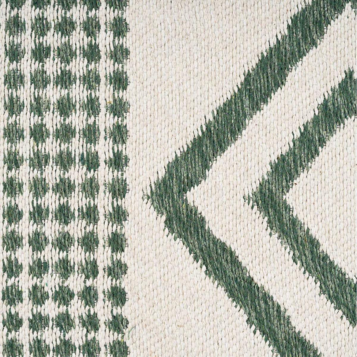 Forest Green White Diamond Geometric Recycled Cotton Reversible Fringed Rug - Forest Green / 240 x 60cm – image 3