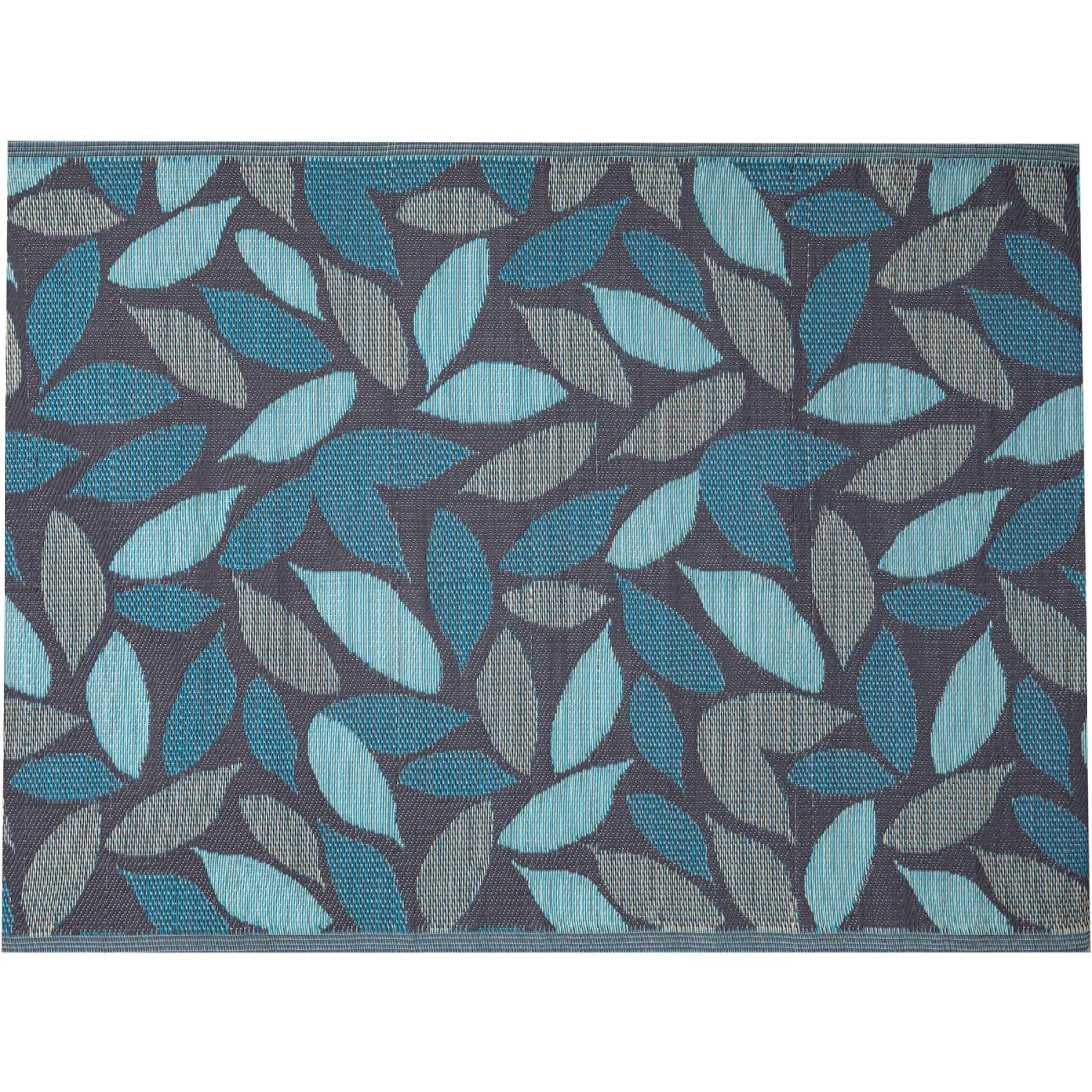 1.5m x 2.1m Flora Leaves Large Outdoor Alfresco Patio Rug Mat in Blue - Blue / Grey – image 8