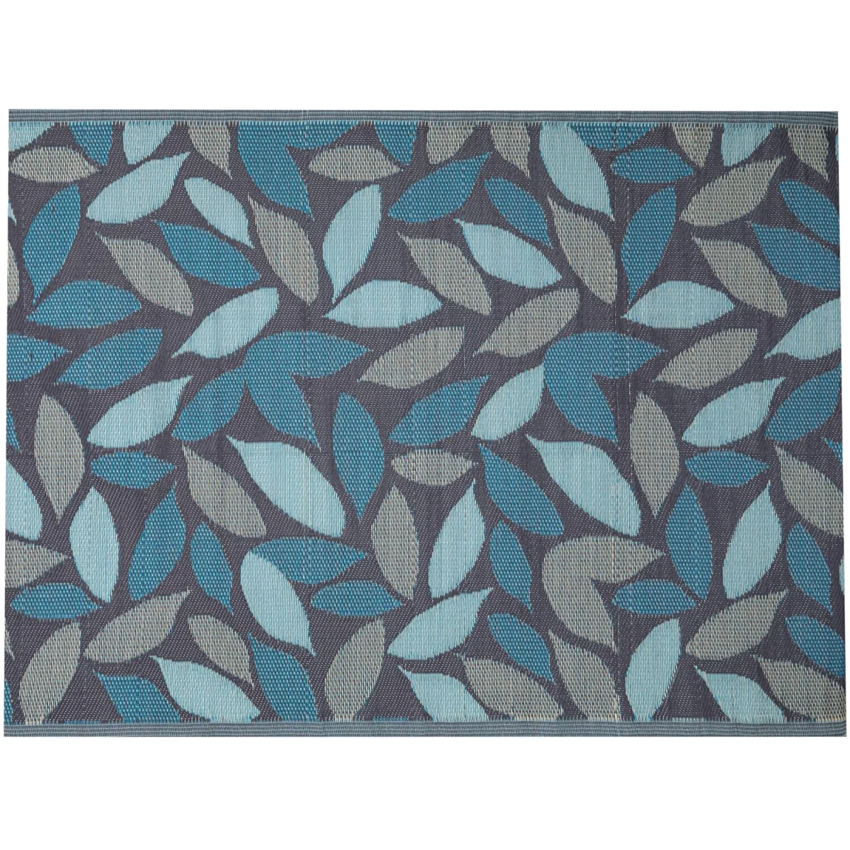 1.5m x 2.1m Flora Leaves Large Outdoor Alfresco Patio Rug Mat in Blue - Blue / Grey – image 9