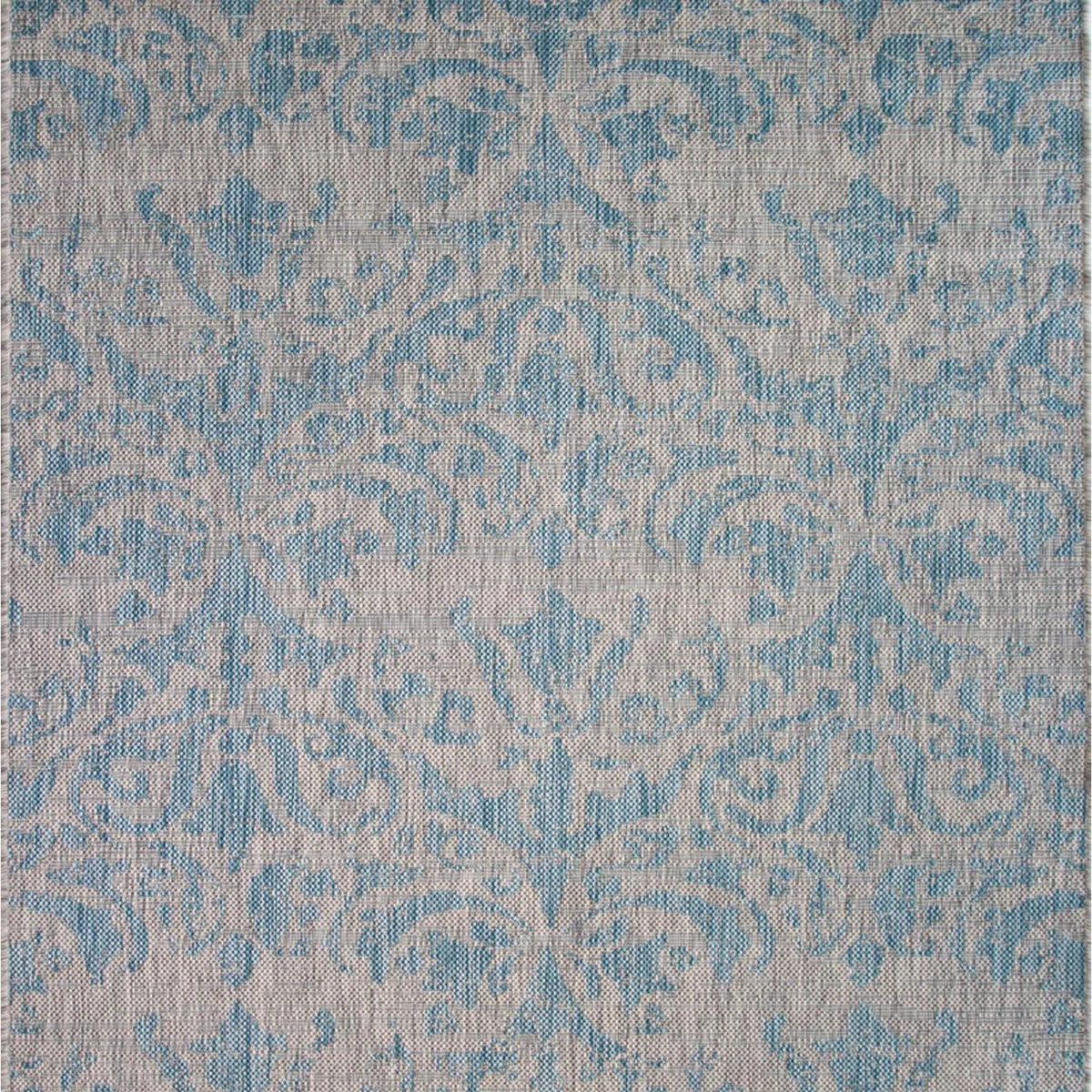 Aqua Blue Vintage Floral Flatweave Indoor Outdoor Rug - Aqua / 170 x 120cm – image 5