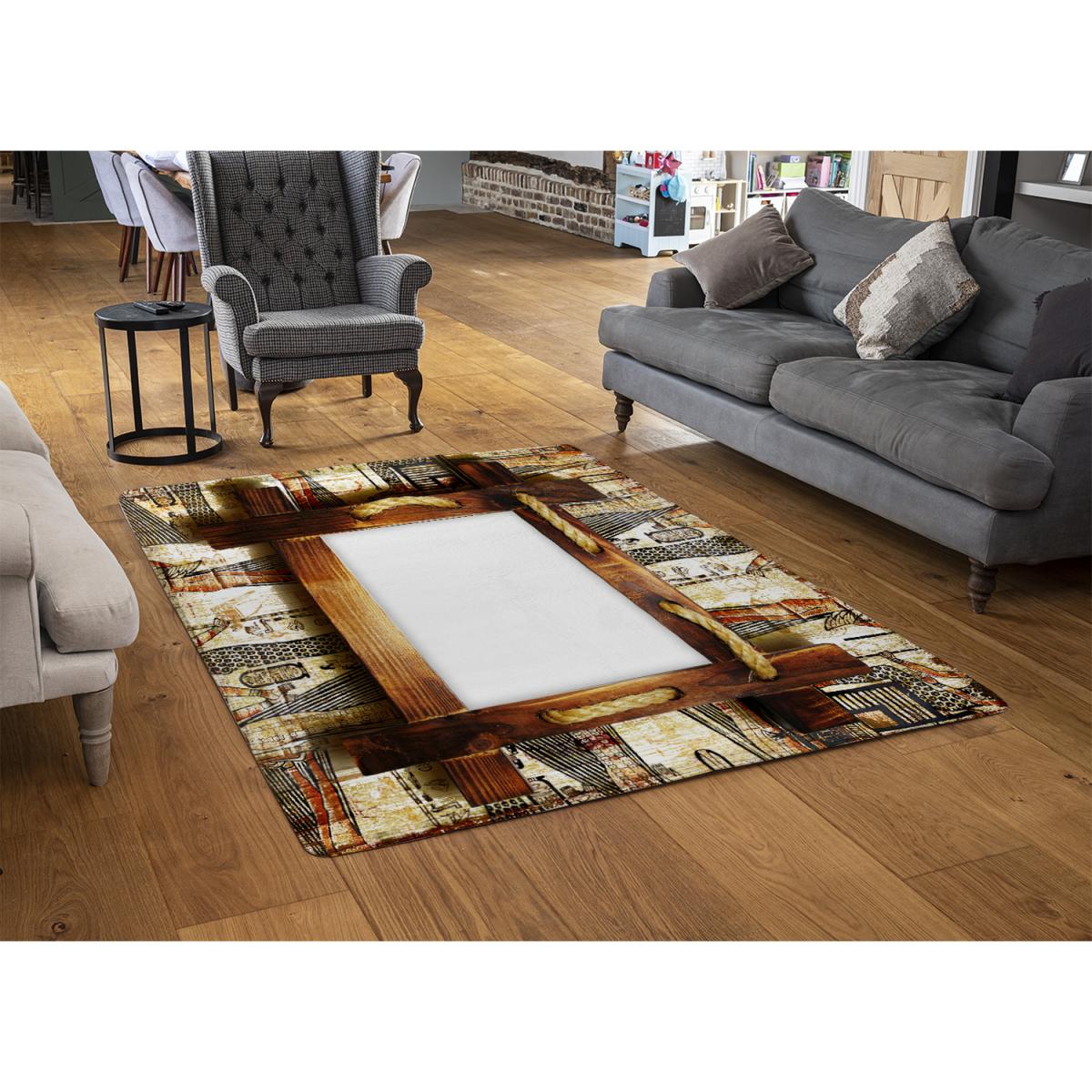 Rustic Egyptian Wooden Frame Rug - Brown / 230cm – image 3