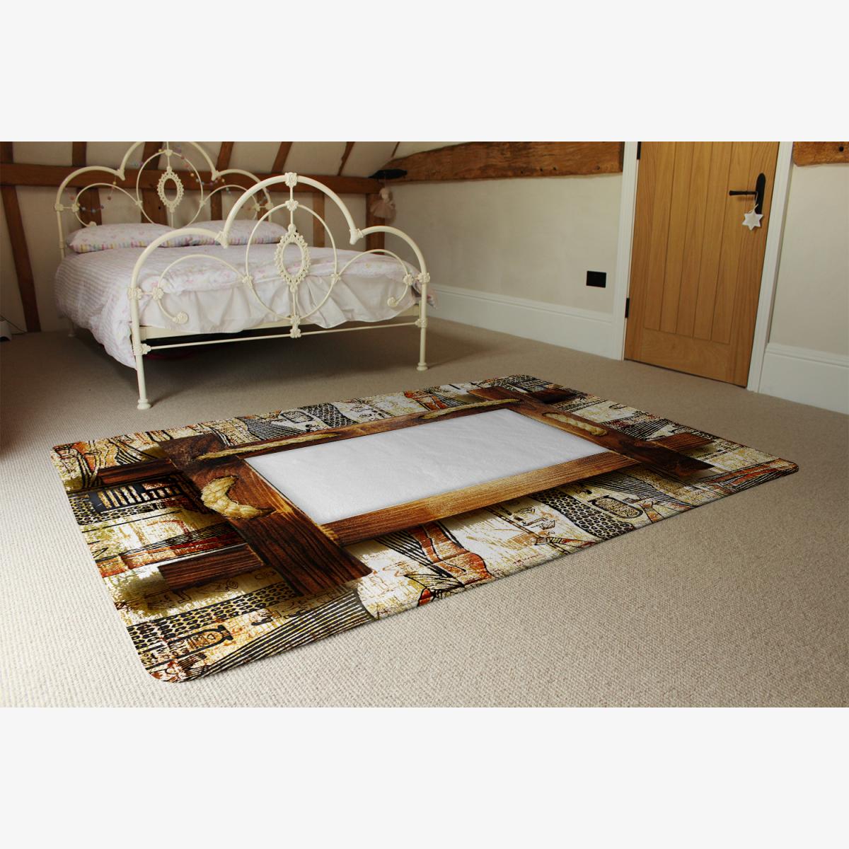 Rustic Egyptian Wooden Frame Rug - Brown / 230cm – image 1