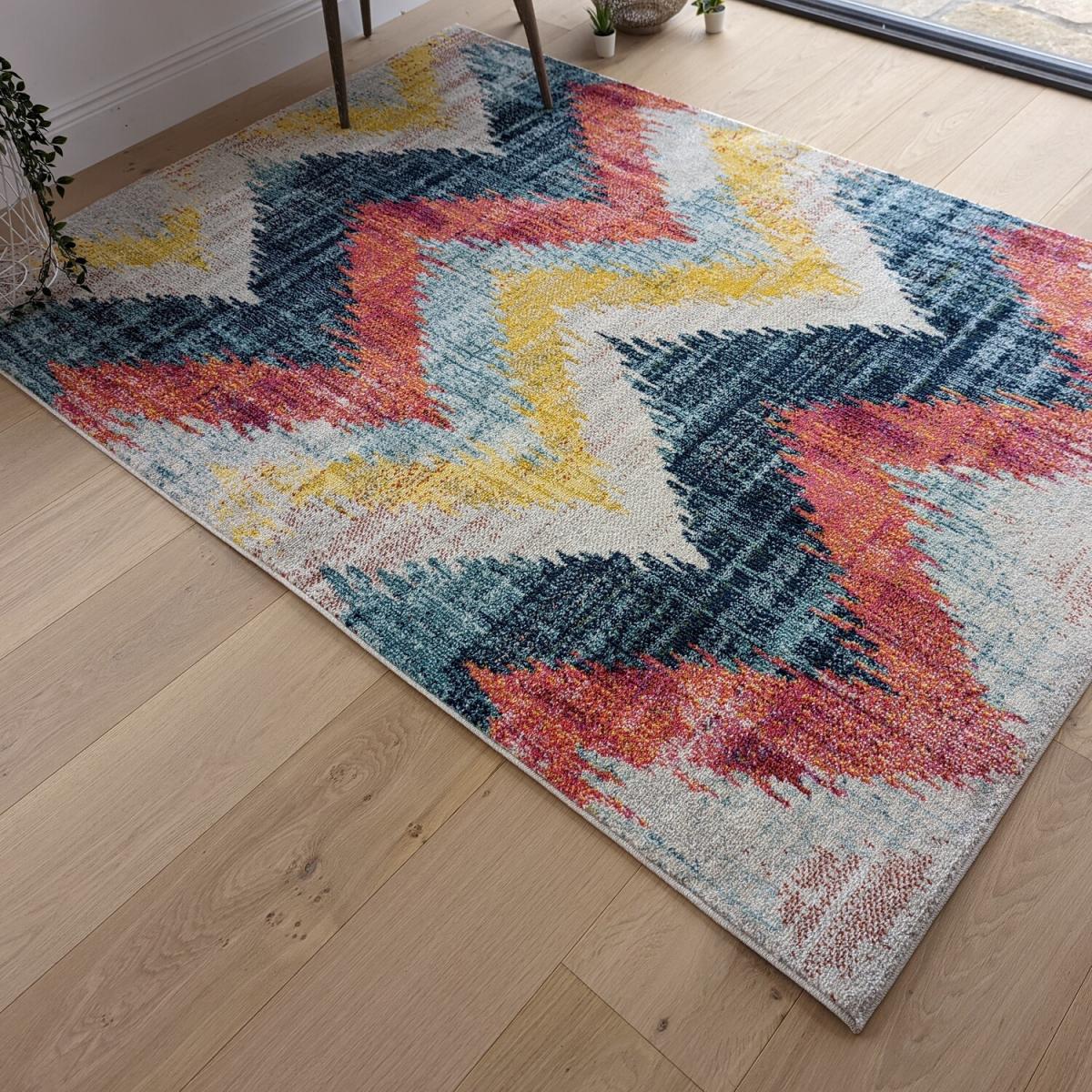 Multicoloured Chevron Flatweave Area Rug - Aldora - Multi / 160x230cm – image 2