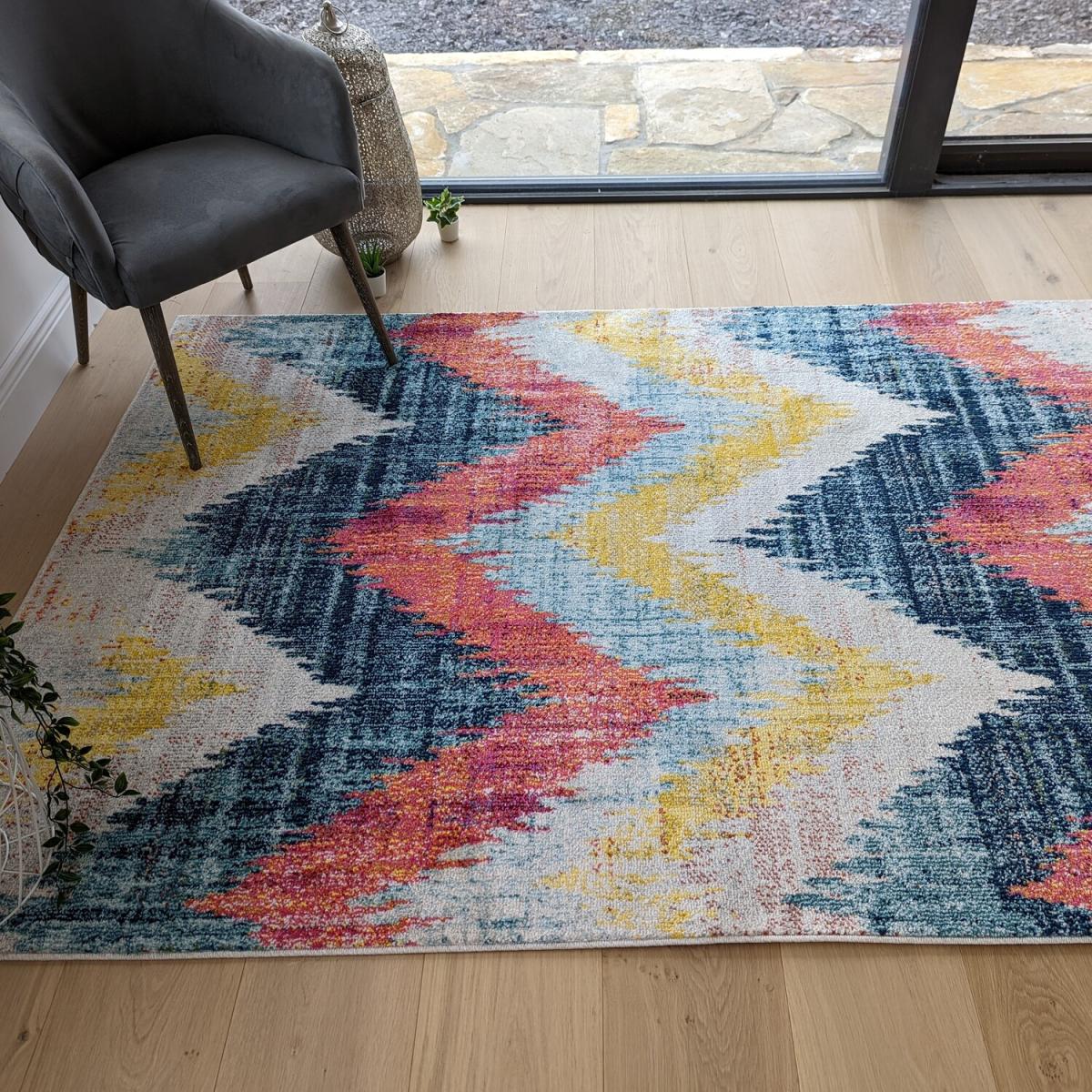 Multicoloured Chevron Flatweave Area Rug - Aldora - Multi / 160x230cm – image 4