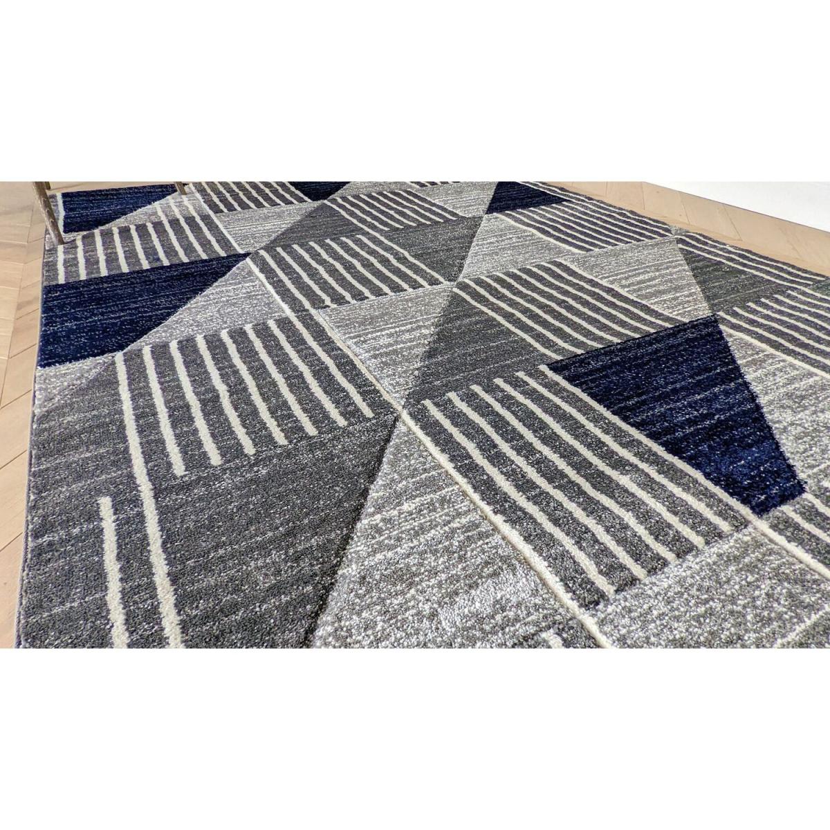 Navy Blue Geometric Area Rug - Boston - Blue / 4g / 170cm – image 4