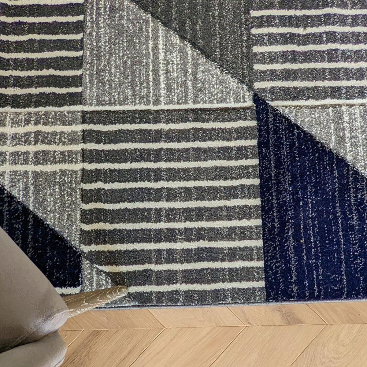 Navy Blue Geometric Area Rug - Boston - Blue / 4g / 170cm – image 5