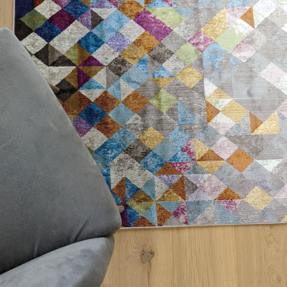 Colourful Geometric Flatweave Rug - Capella - Blue / 150cm – image 2