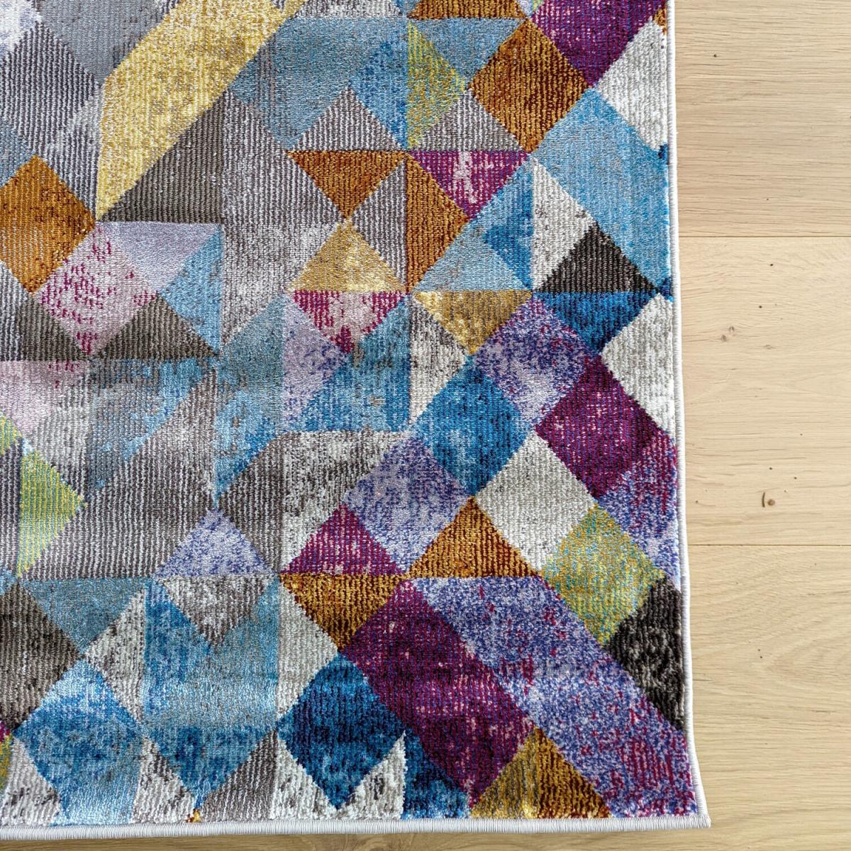 Colourful Geometric Flatweave Rug - Capella - Blue / 150cm – image 3