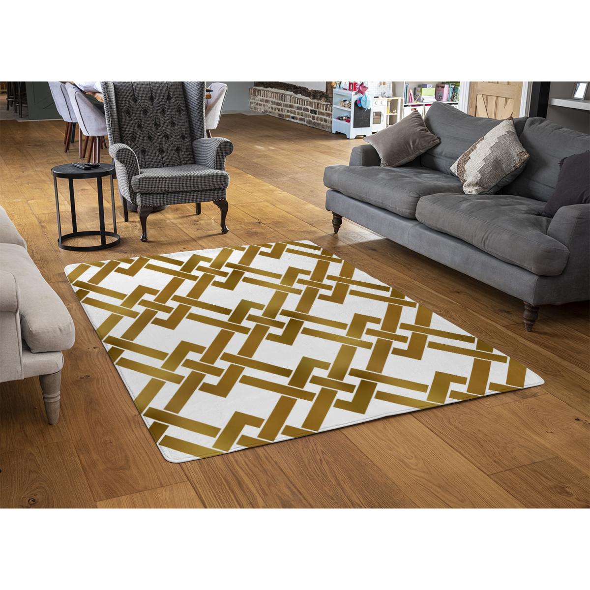 Gold Geometric Chain Rug - Gold / 230cm – image 3