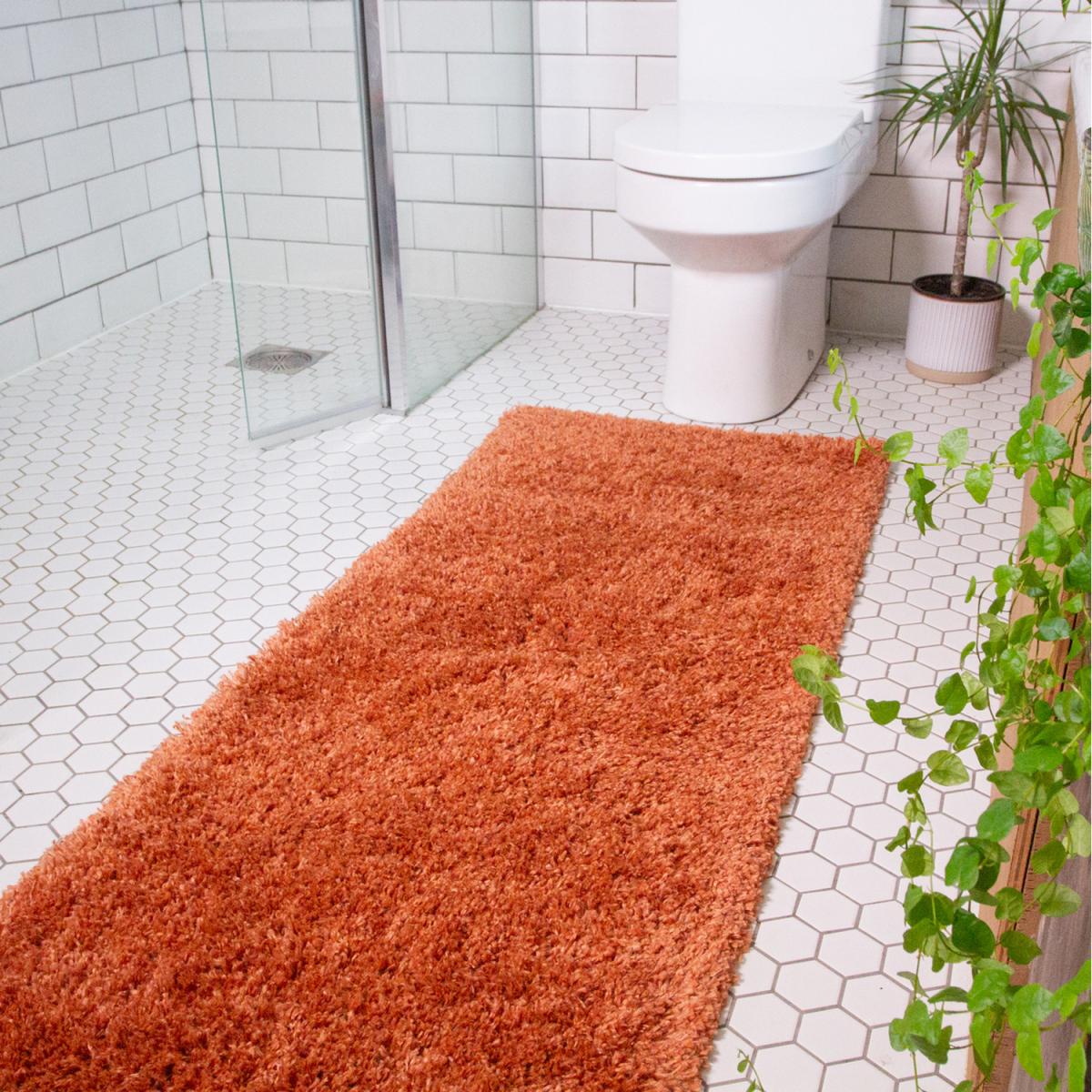 Super Soft Terracotta Orange Shaggy Living Area Rug - Terracotta / 240 x 60cm – image 2