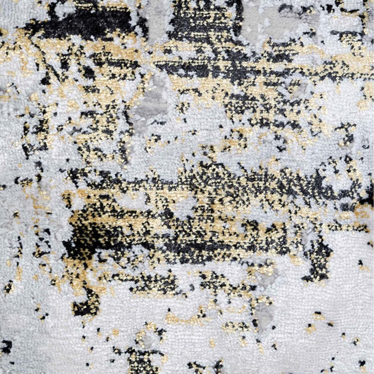 Grey Gold Metallic Distressed Abstract Area Rug - Grey Gold / 240 x 70cm – image 3