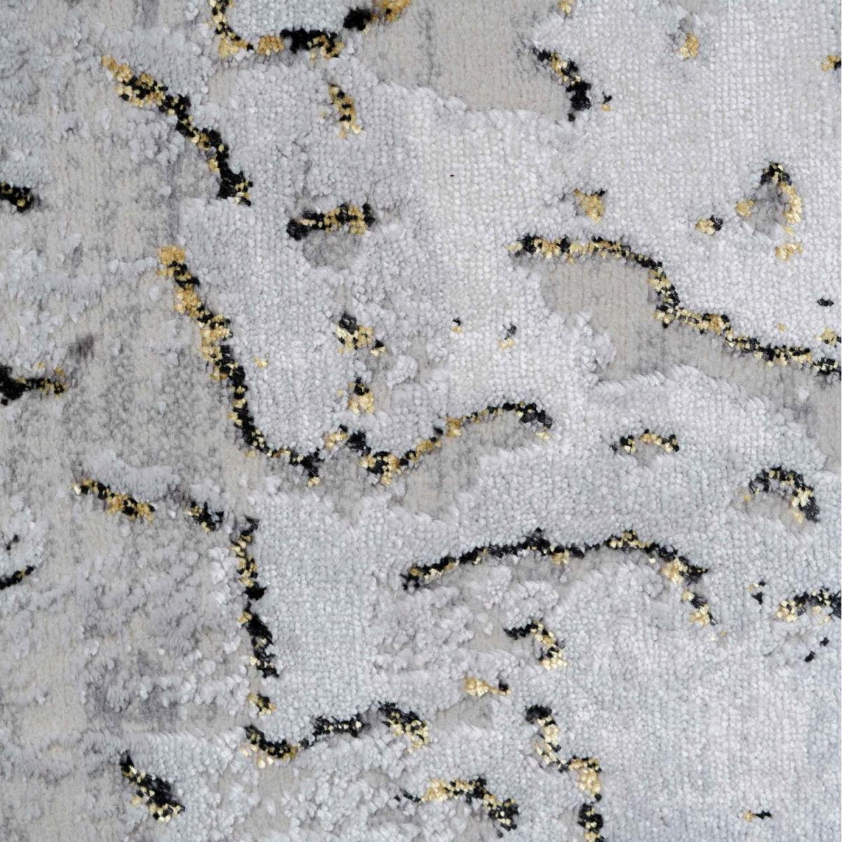 Grey Gold Metallic Distressed Abstract Area Rug - Grey Gold / 240 x 70cm – image 4