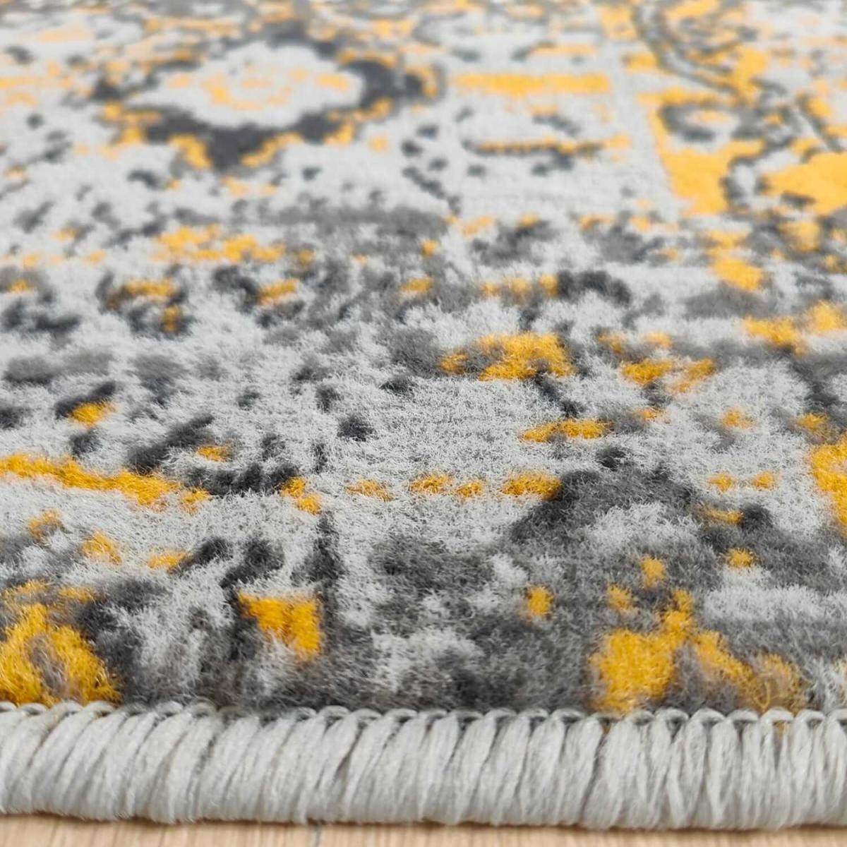 Modern Mustard Flecked Abstract Living Room Rug - Trend - Yellow and Grey / 7kg – image 2