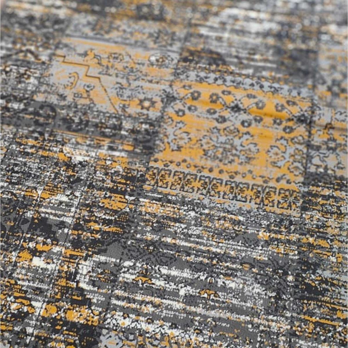 Modern Mustard Flecked Abstract Living Room Rug - Trend - Yellow and Grey / 7kg – image 3