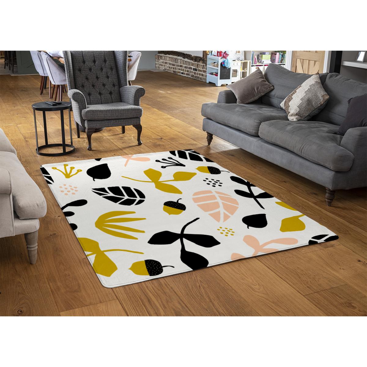 Leaves Acorns And Branches Rug - Yellow / 150cm – image 2