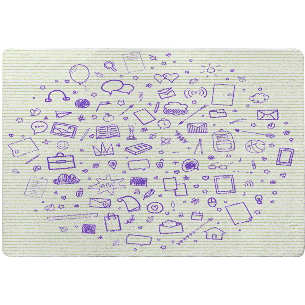 Abstract Line Pattern With School Supplies Rug - Purple / 230cm – image 2