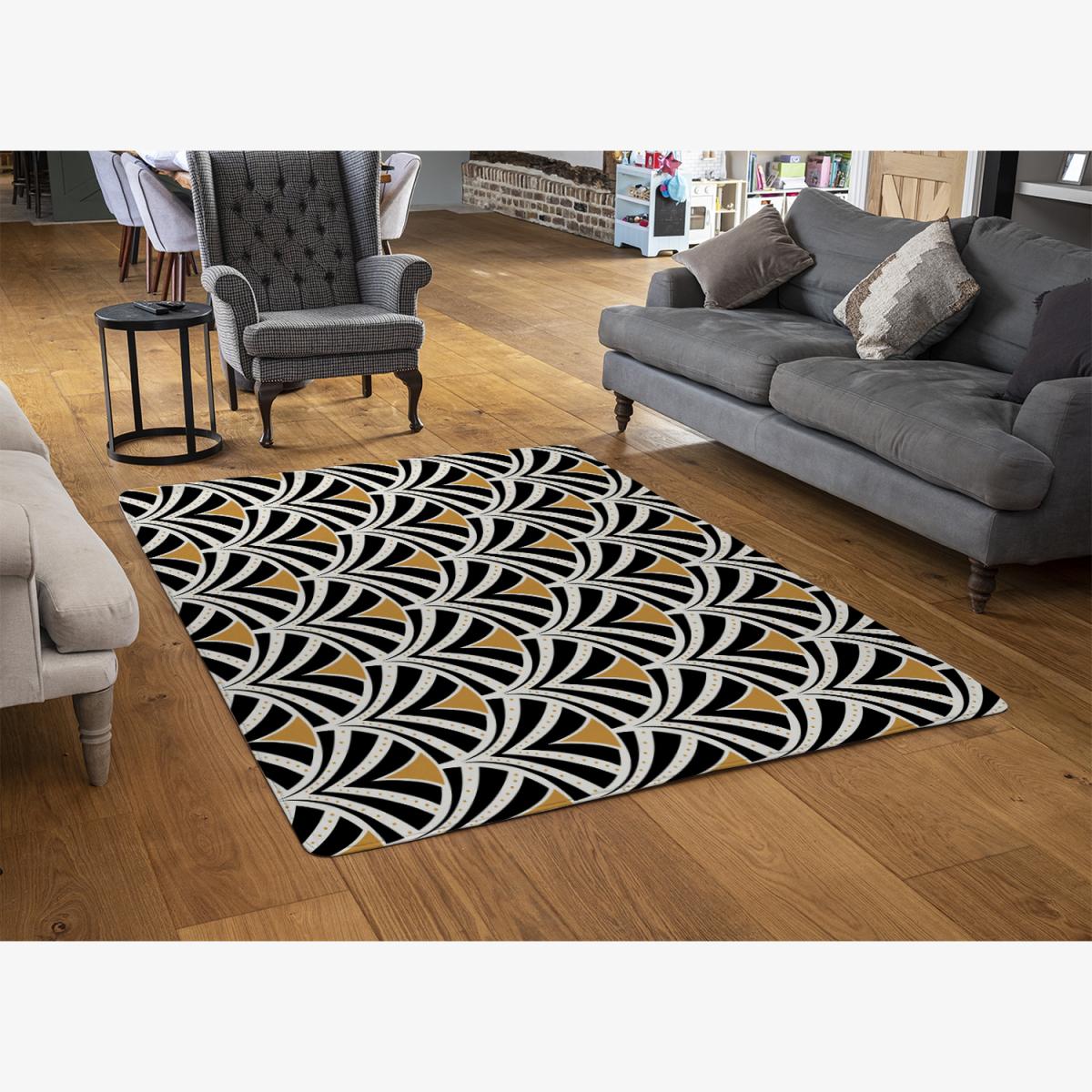 Black Gold Shells Geometric Rug - Black / 150cm – image 1
