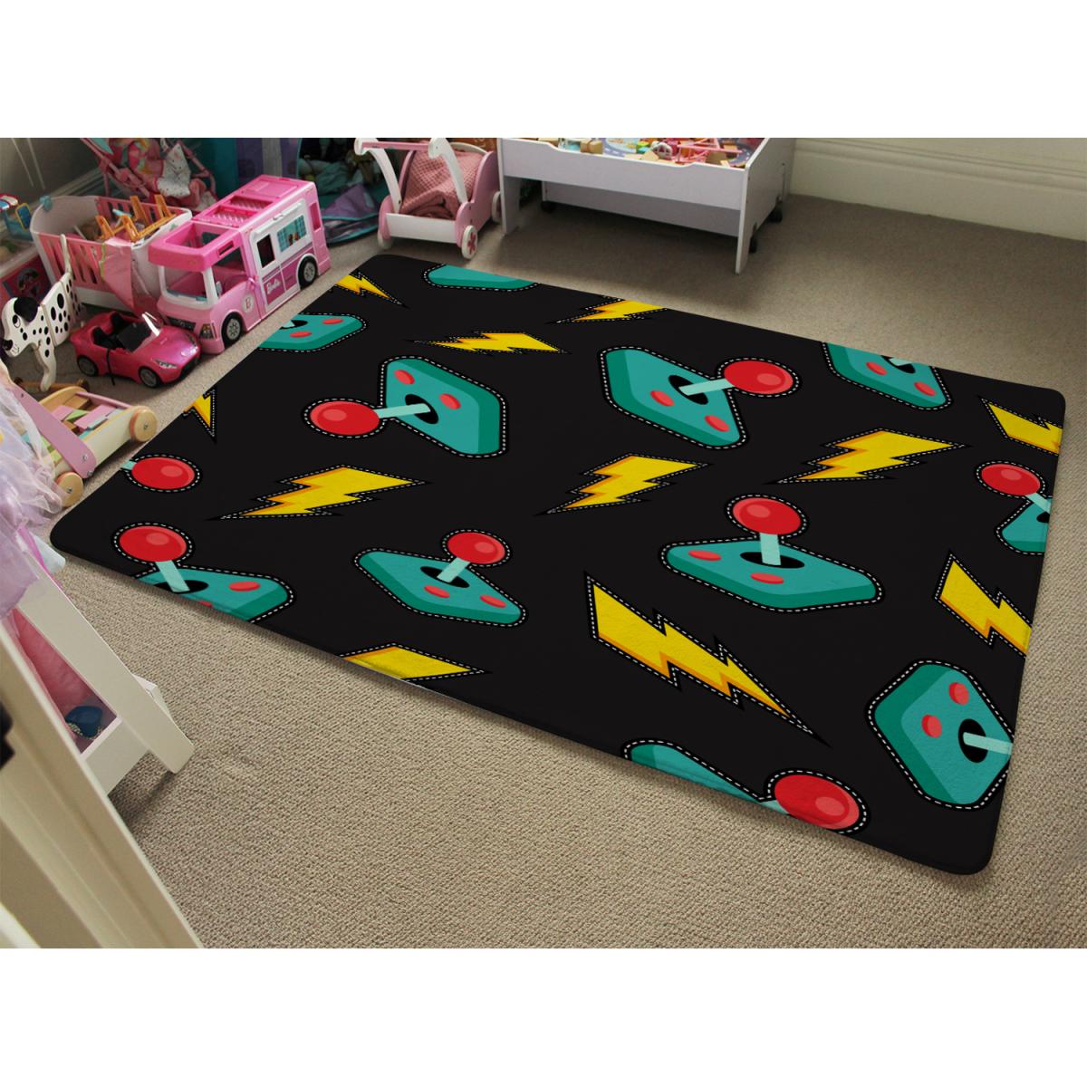 Retro Video Game Joystick Designer Rug - Black / 110cm – image 3