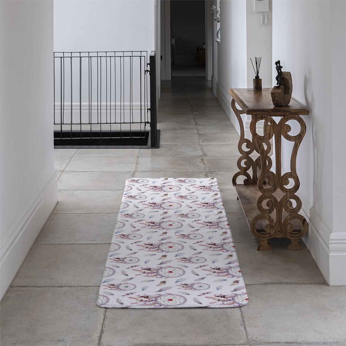 Dreamcatcher And Feather Pattern Runner Rug - Pink – image 4