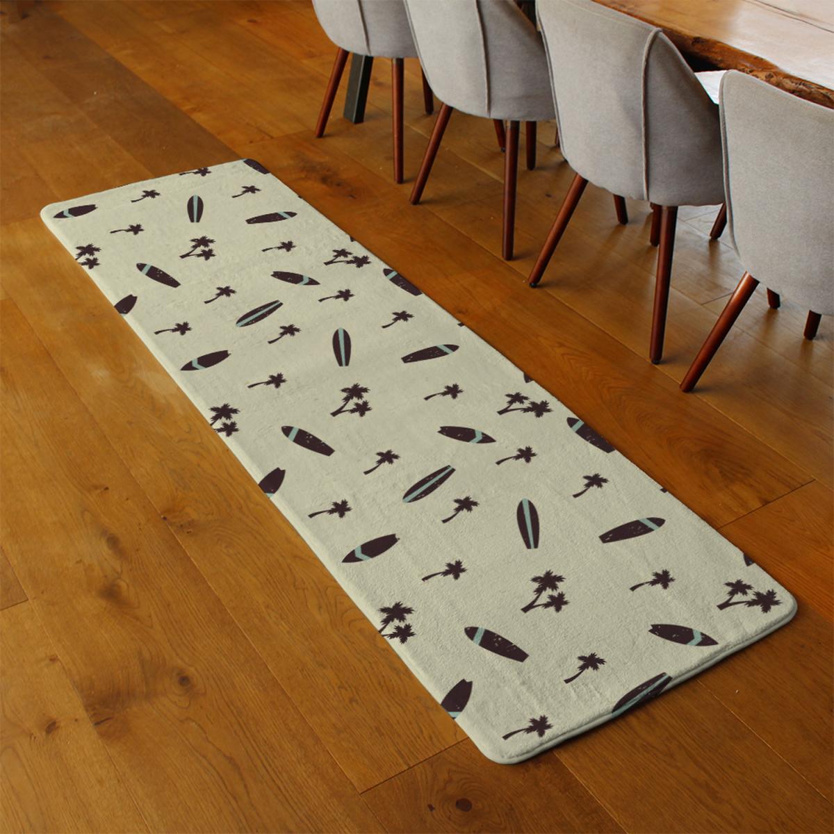 Surf Board Palm Silhouettes Runner Rug - Yellow – image 3