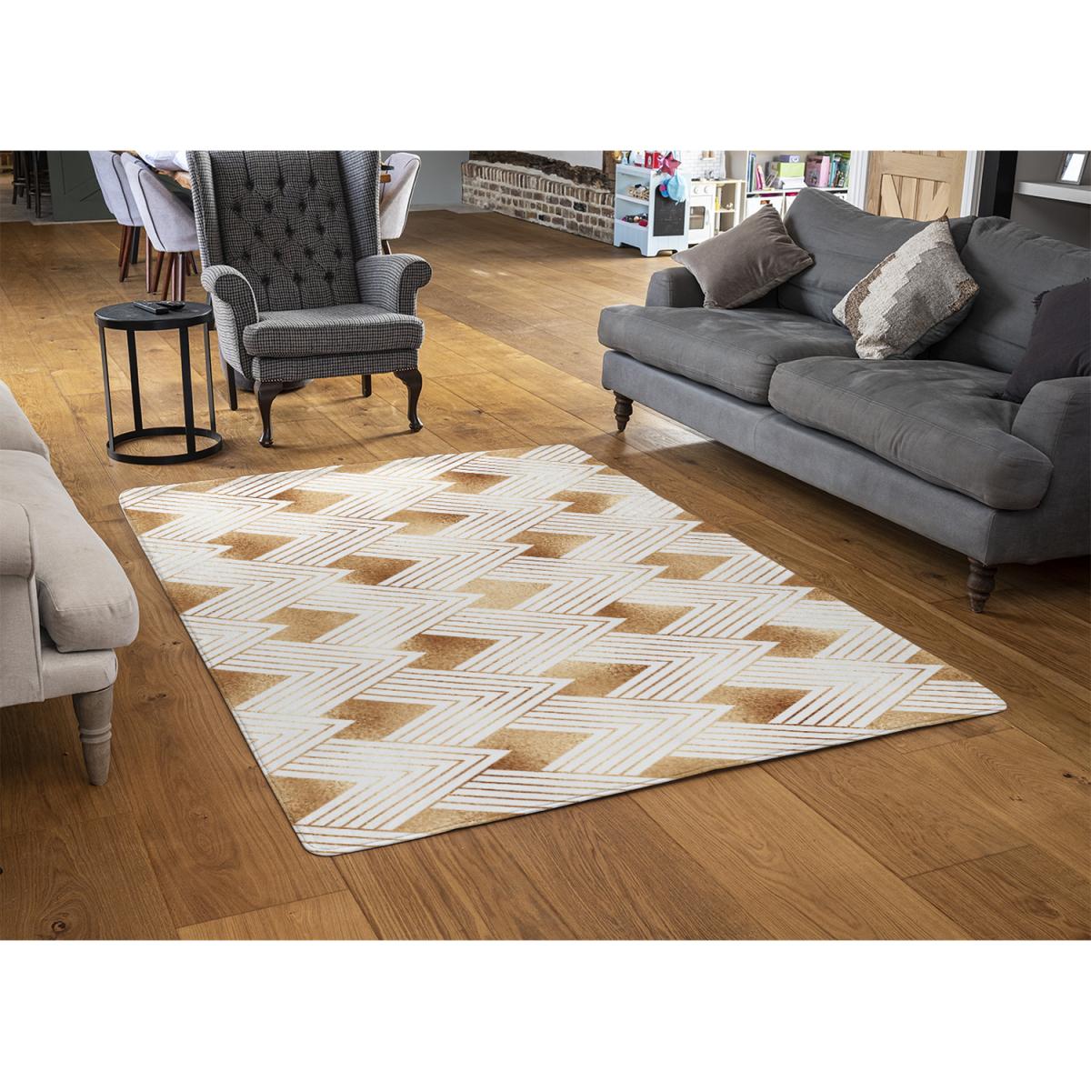 Golden Geometric Shapes Rug - Gold / 230cm – image 3