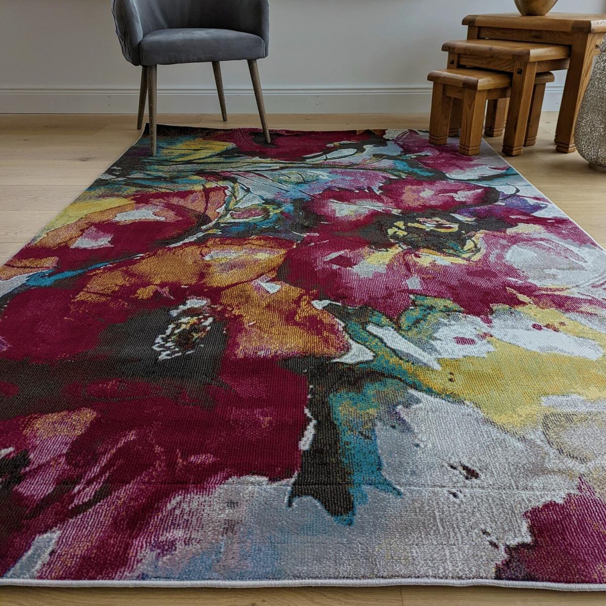 Red Floral Flatweave Rug - Capella - Red / 160cm – image 3