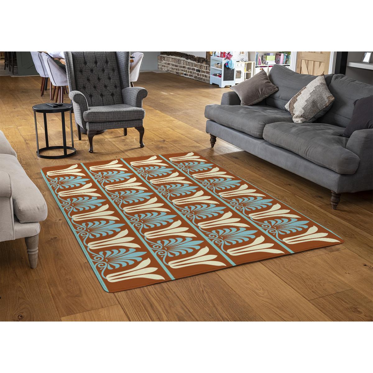 Egyptian Flower Ornament Pattern Rug - Orange / 230cm – image 3