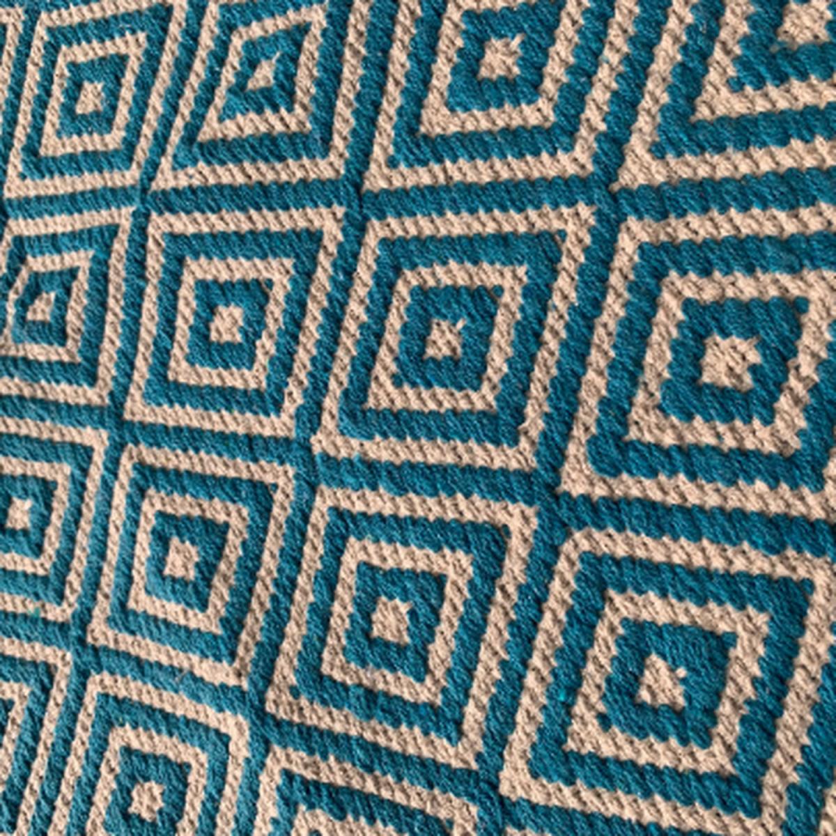 Turquoise Diamond Weave Cotton Handloom Rug 60 x 90cm - Turquoise – image 3