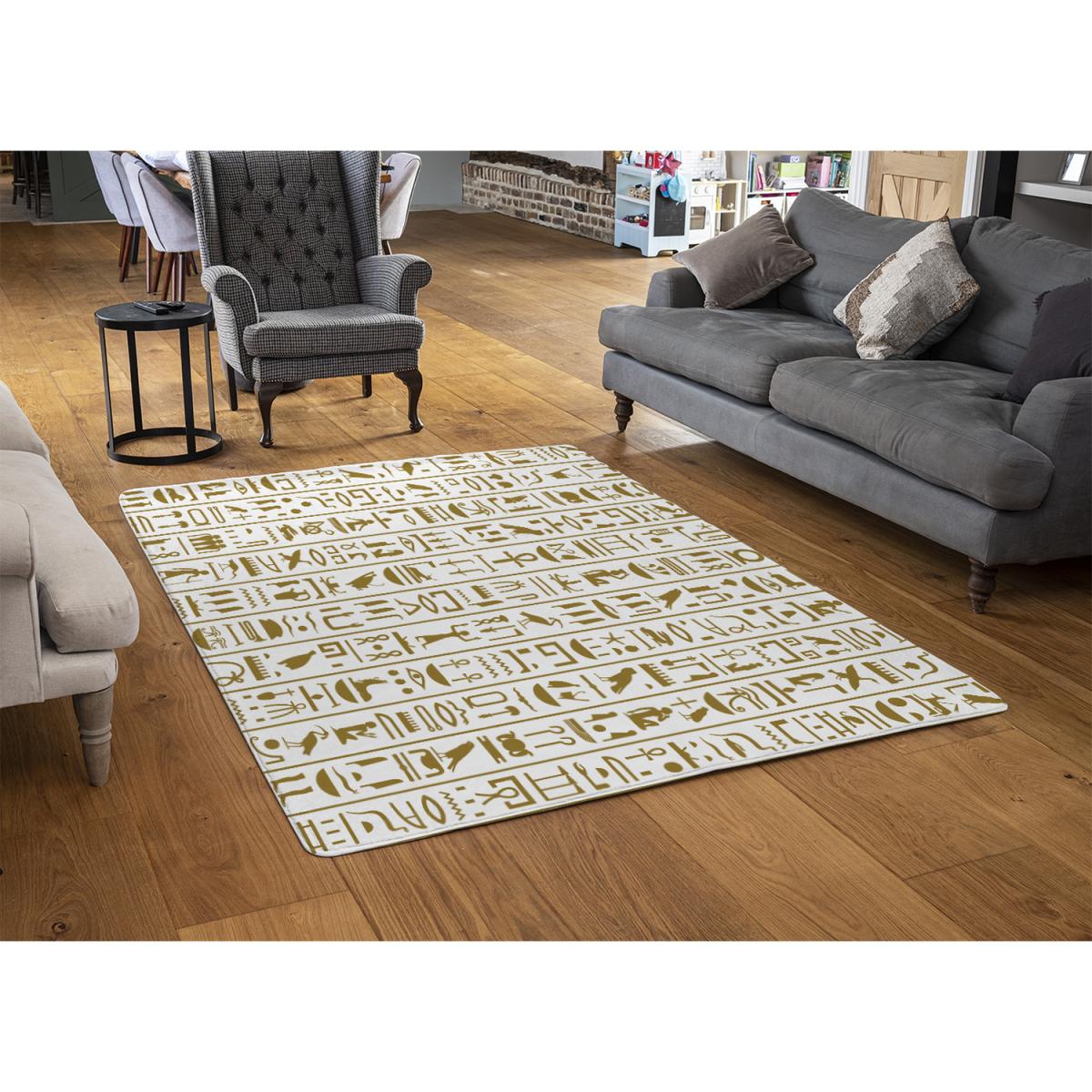 Acient Egyptian Heiroglyphs Rug - Brown / 110cm – image 2