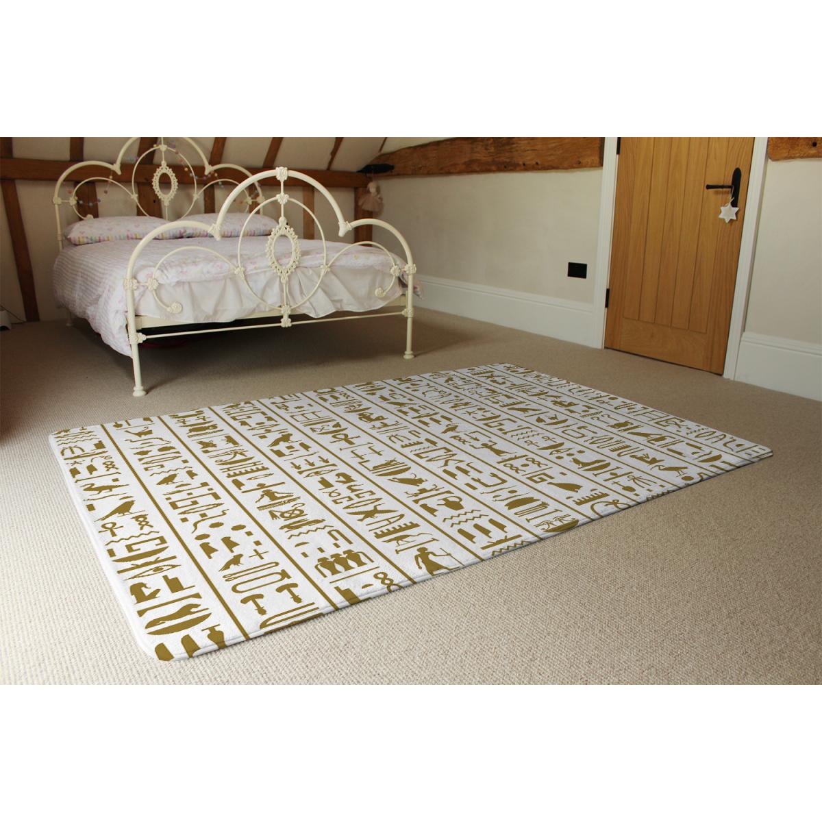 Acient Egyptian Heiroglyphs Rug - Brown / 110cm – image 3
